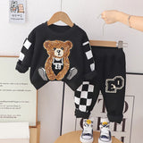 Cartoon Bear Sweatshirt Top and Pants Bottom Suit Cotton Tracksuit