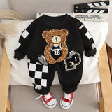 Cartoon Bear Sweatshirt Top and Pants Bottom Suit Cotton Tracksuit