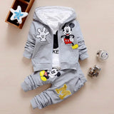 Cute Mickey Cotton Hooded Coat + T-shirt + Pants 3PCS Set Casual Kids Sportswear