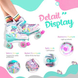 Rainbow Unicorn 4 Size Adjustable Light up Roller Skates for Girls Boys for Kids